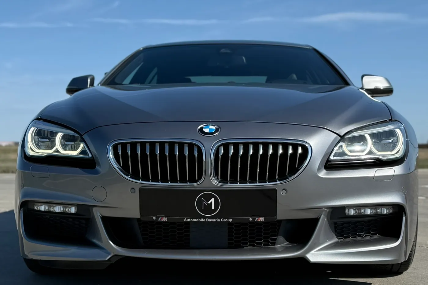 BMW Seria 6 Gran Coupé gri, vedere frontală